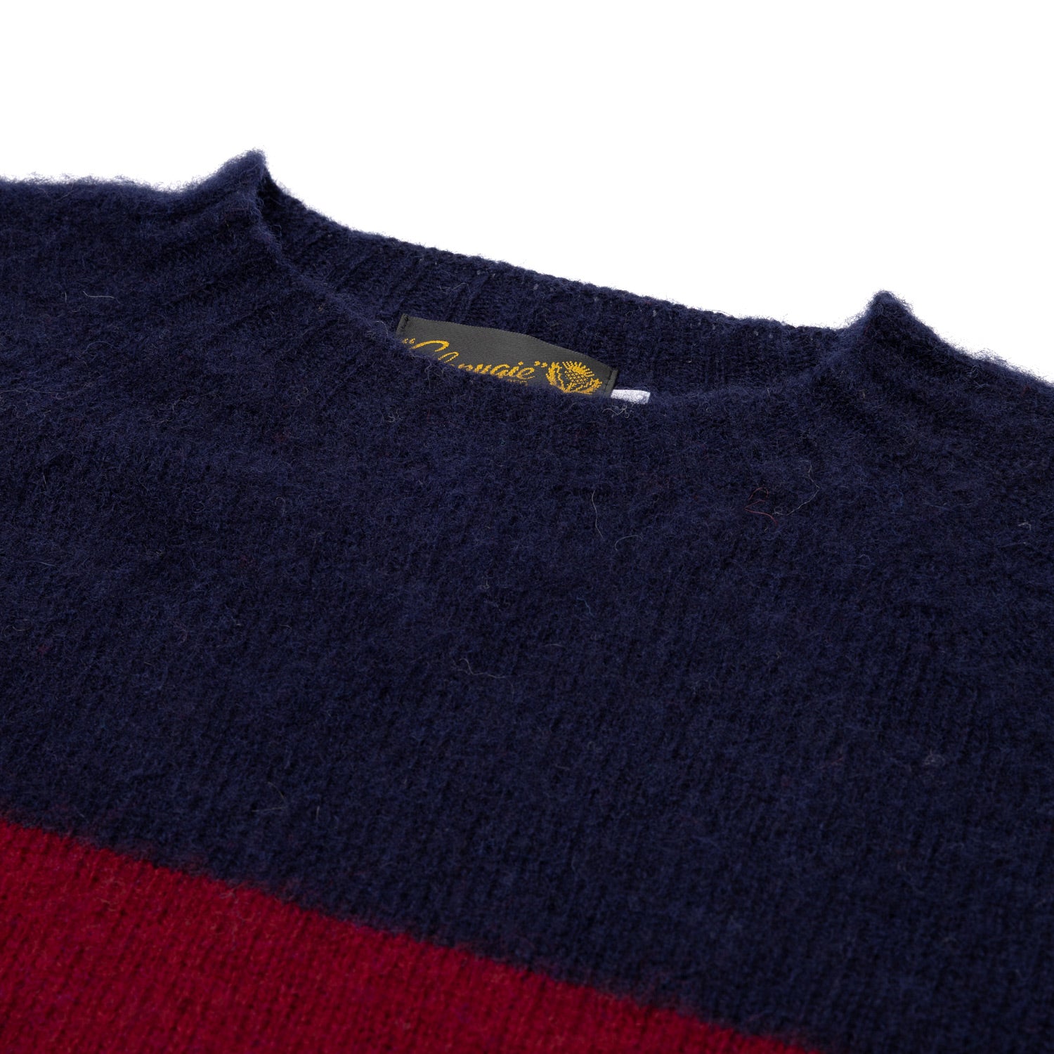 Glenugie exklusiv x MJ: Pullover "College Stripe Jumper" aus reiner Wolle - Circulare Knit Pure Brushed Shetland